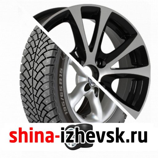Колесо в сборе BF Goodrich G Force Stud 195/60 R15 Q 92 + NEO 509 6xR15 4×114.3 ET45 DIA67.1 Глянцевый черный с полированной лицевой частью в Ижевске